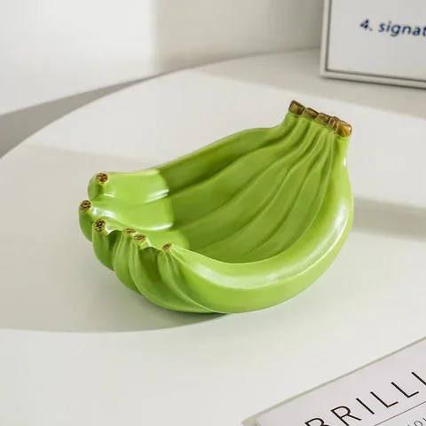Керамический лоток для хранения в форме банана, лоток для фруктовых закусок, бытовой настольный контейнер, органайзер для входных ключей для гостиной, офиса