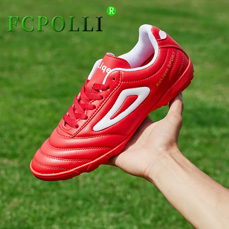 

Fcpolli Soccer Shoes Student Black Red Unisex Tf Football Shoe Comfortable Youth Fg Soccer Shoe Boy Lacing Indoor Soccer Shoes