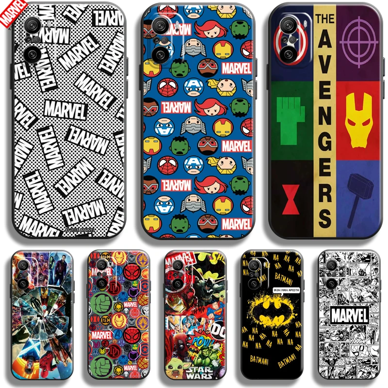 

Marvel Avengers For Xiaomi Redmi K40 K40 Pro K40 Gaming Phone Case Funda Silicone Cover Black Liquid Silicon Coque Carcasa