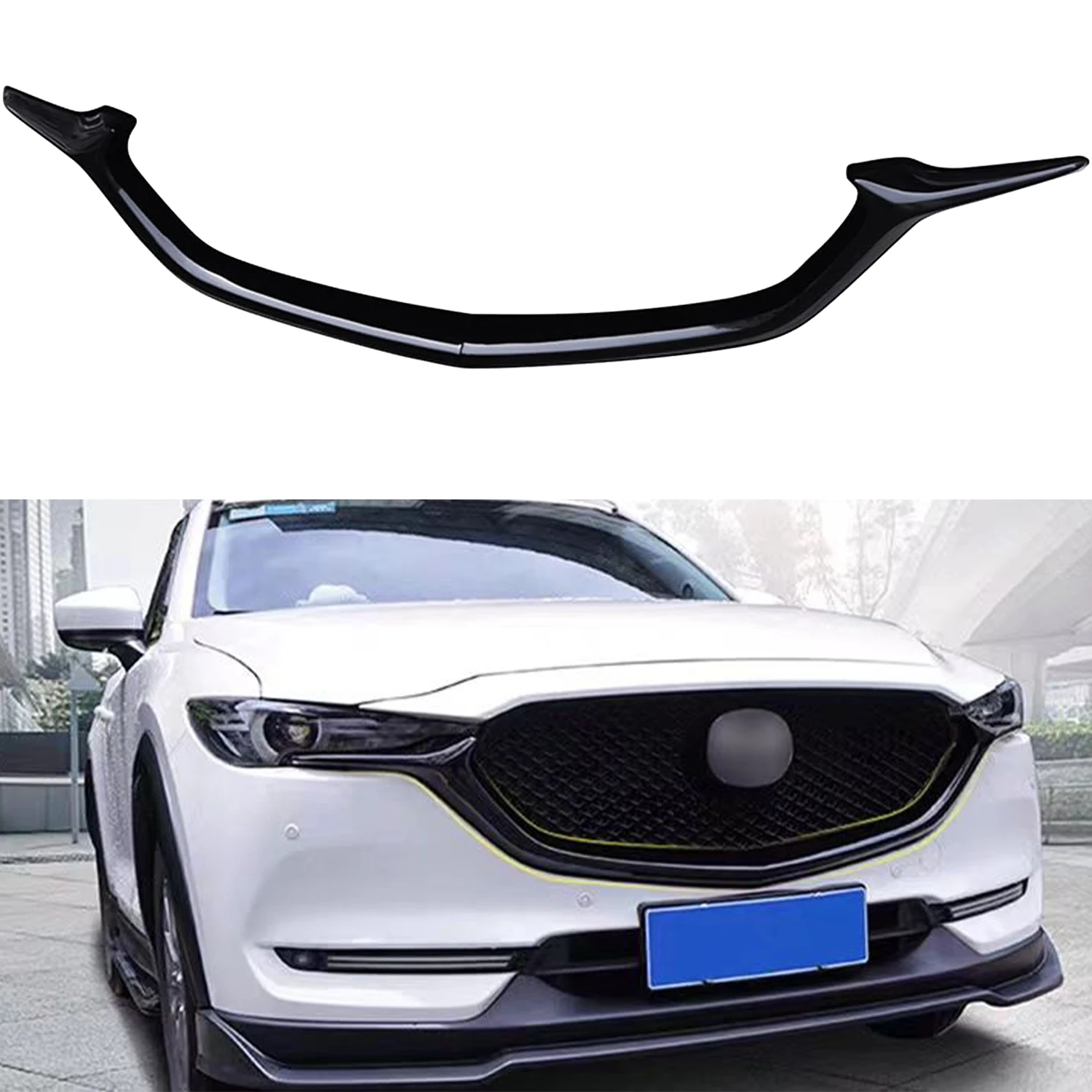 

Для Mazda CX-5 CX5 2017 2018 2019 2020 2021 Внешняя передняя центральная решетка, вставки, литьевая полоса, накладка из АБС-пластика, глянцевый черный, 2 шт.