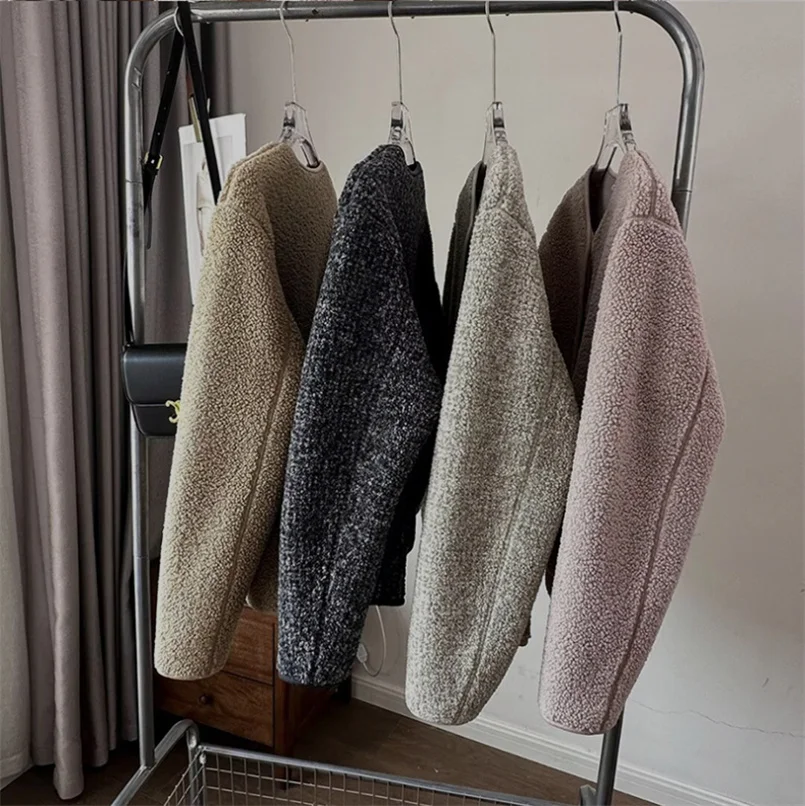 Женская осенне-зимняя теплая флисовая куртка с круглым вырезом верхняя одежда на