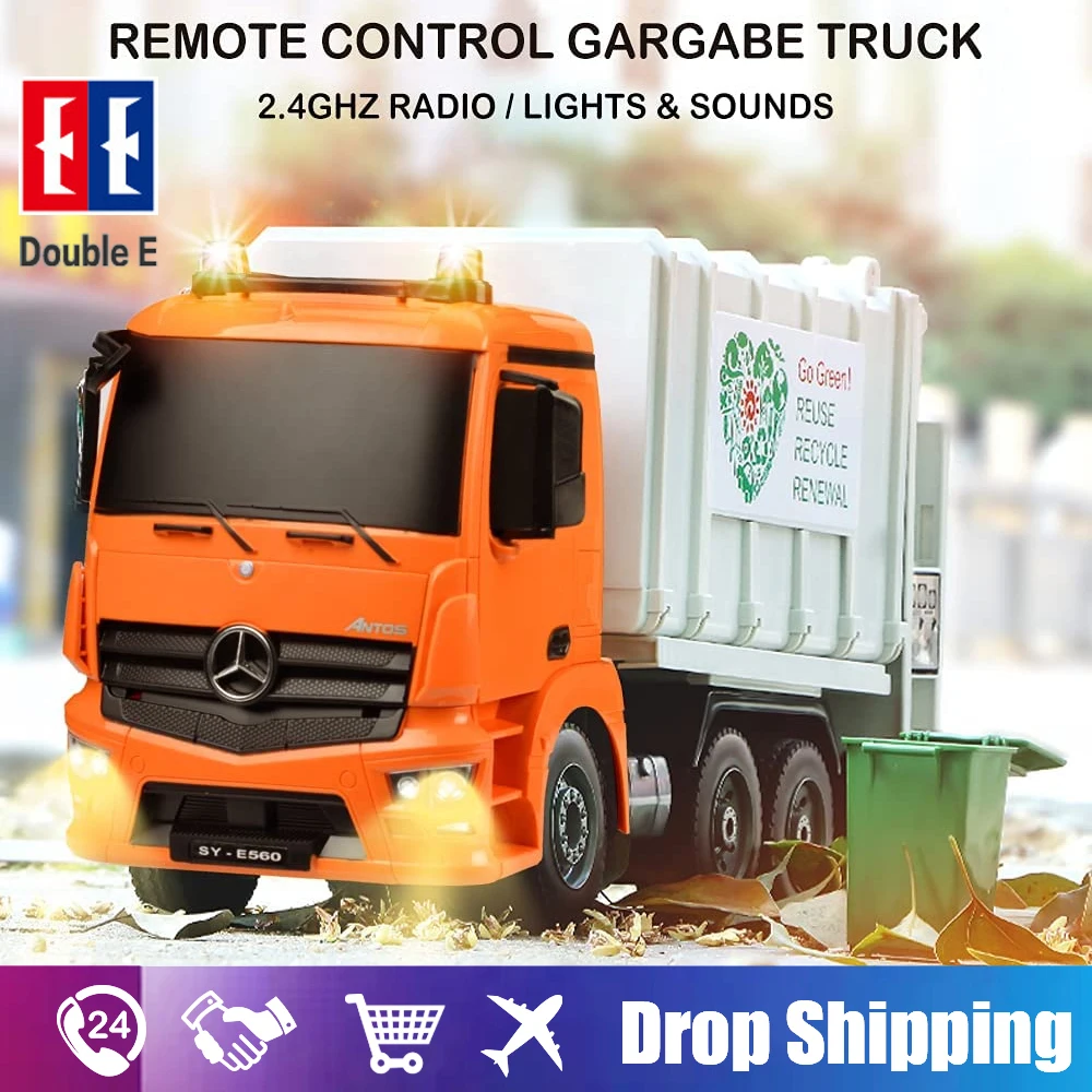 8ch 2.4ghz Radio Controlled Garbage Car 4wd Sanitation Electric Recycling Truck Toys For Boy Child