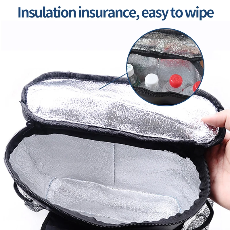 

Car Seat Back Multi-Pocket Ice Pack Bag Hanging Universal Organizer Collector Storage Box Car Interior Accessories Black Tidying