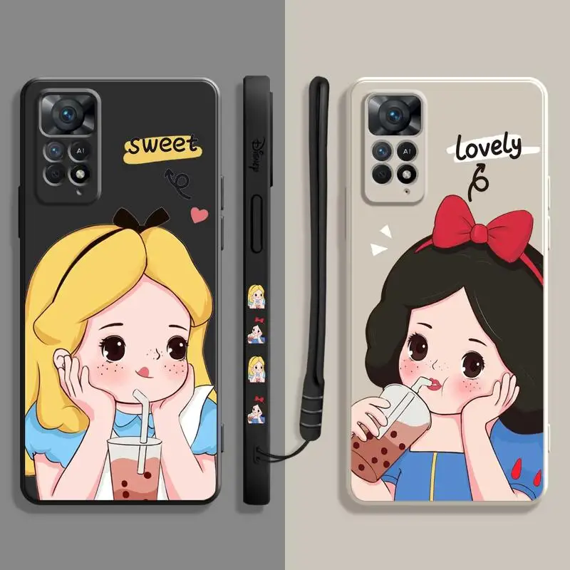 

Disney Snow White Cinderella Princess Liquid Case For Xiaomi Redmi Note 11 11T 9 9S 8 10 Pro for Redmi 8 9T 9A 9C 10C K40 Cover