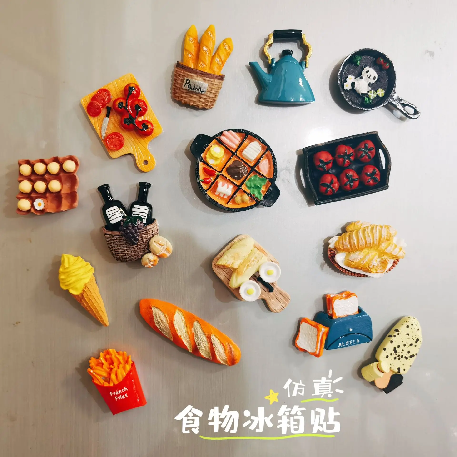 

Simulated Food Refrigerator Sticker Hot Pot Bread Ice Cream Magnetic Paste Creative Iron Absorption Refrigerator Sticker