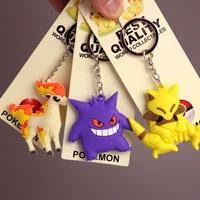 pokemon anime marowak abra gengar ponyta porygon alloy silicone keychain accessories pendant bag key ring pendant birthday gifts
