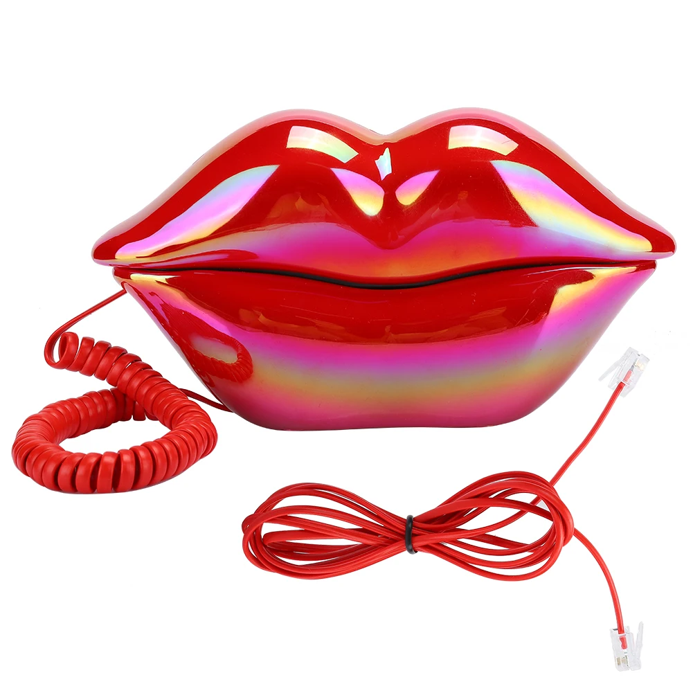 Creative Red Lips Landline Phone European Style Desktop Telephone for Home Office