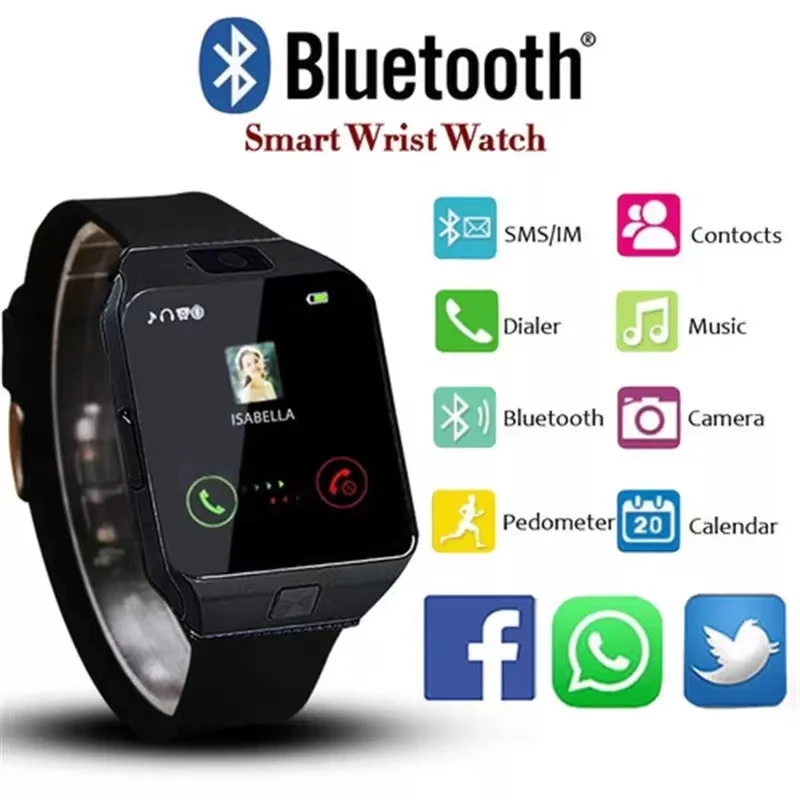 

Умные часы DZ09 с Bluetooth, мужские умные часы, женские часы на Android с функцией телефона, 2G, GSM, SIM, TF-картой, часы с камерой для звонков, подходит для п...