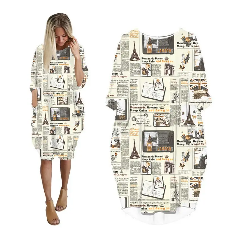 

Женские платья миди в стиле газеты, Рождественская уличная одежда, модная женская одежда с длинным рукавом, Одежда большого размера, женско...