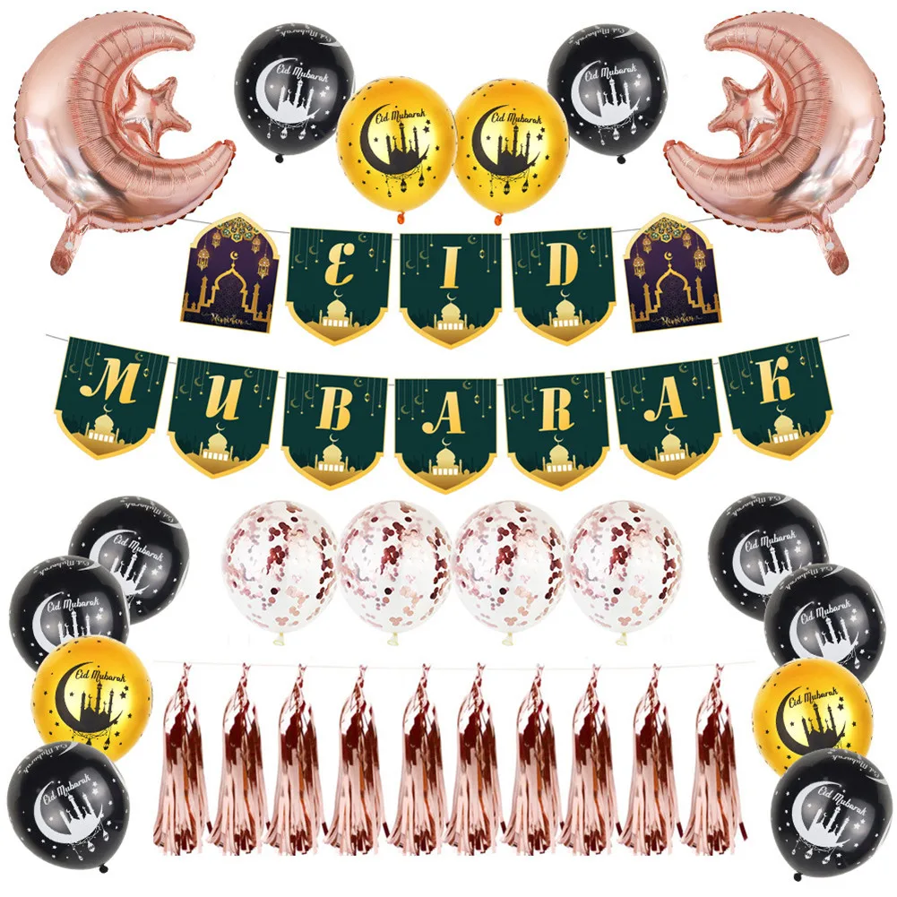 

Latex Balloons Home Decor For Eid Mubarak Brilliant Ramadan Banner Star Moon Foil Balloons Set Decor Pedants For Eid Al Fitr &