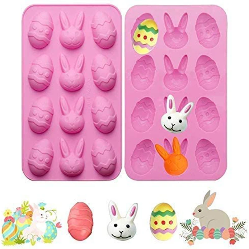 

Easter Egg And Bunny Silicone Molds For Baking Chocolate Candy Gummy Ice Cube Jello Jelly Rabbit Cake Soap Wax Crayon Melts Tool