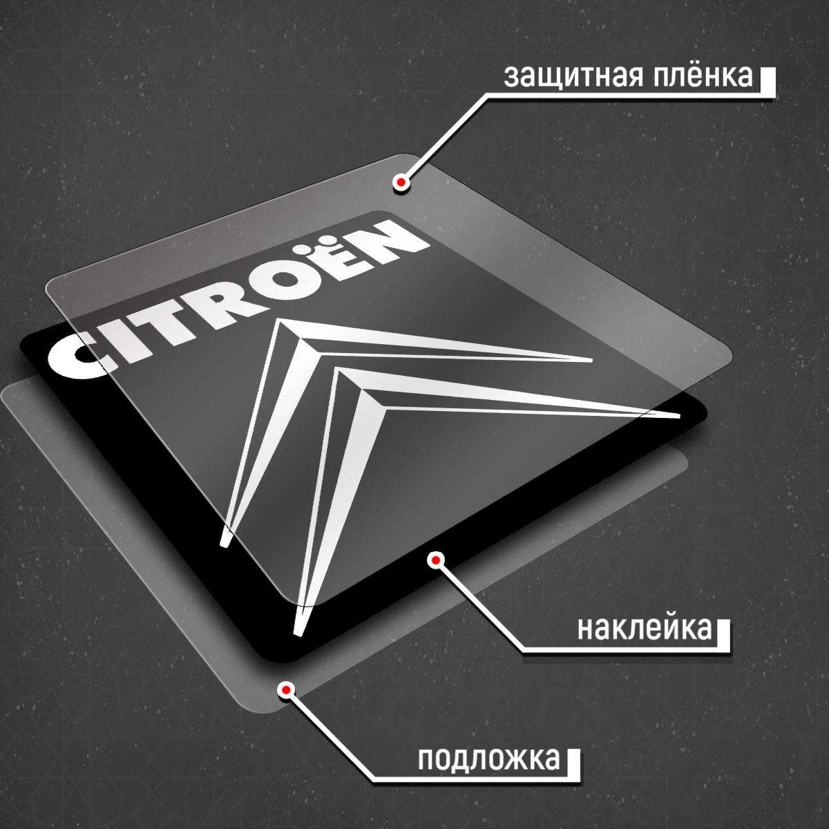 Наклейка на авто &quotCITROEN - Ситроен&quot 20x19 см |