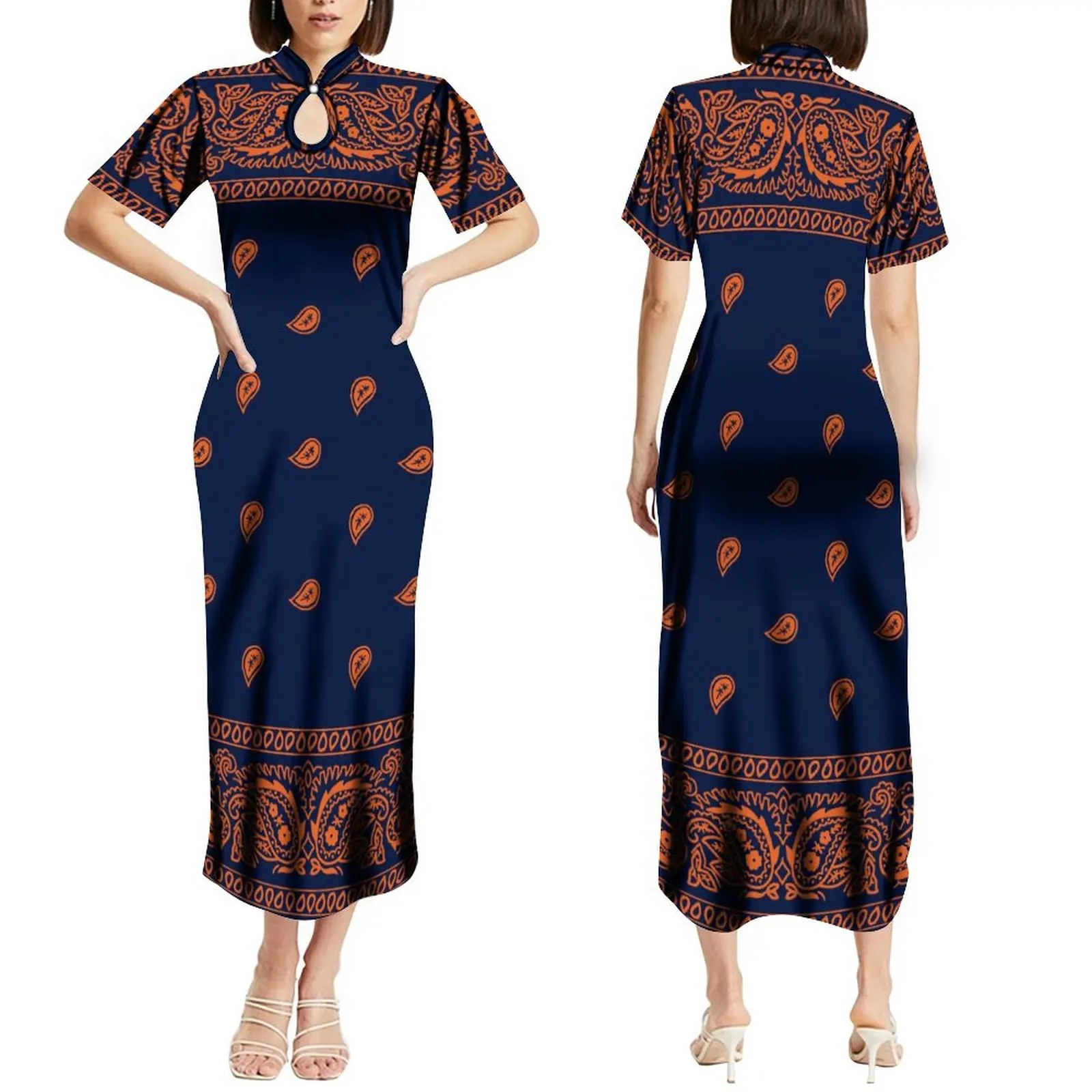 Женское облегающее платье с банданами и принтом женское национальное макси