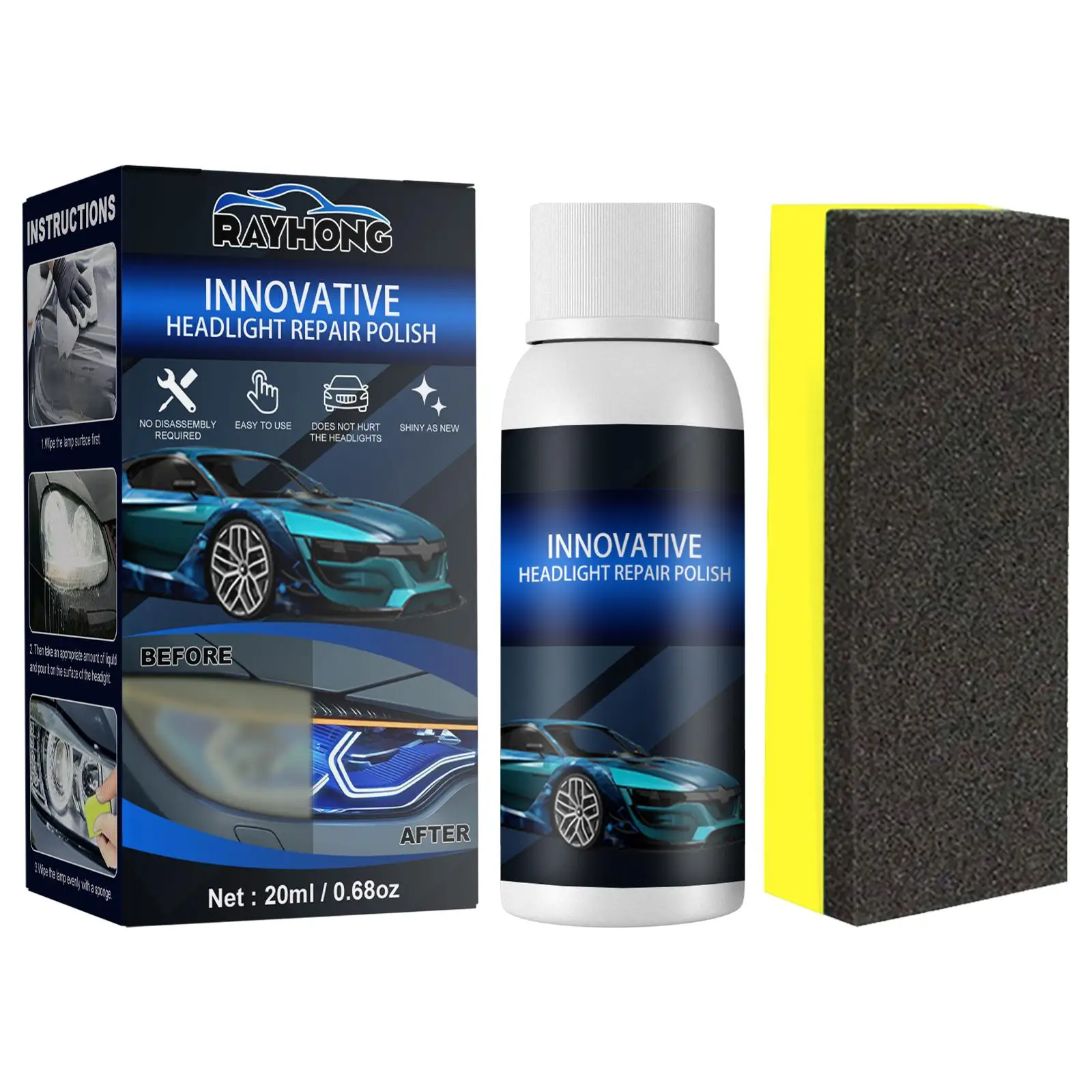 

Car Headlight Repair Polish Fluid Liquid Kit Scratch Car Renovation Refurbishment Car Agent Repair Light Remove Coating Lamp