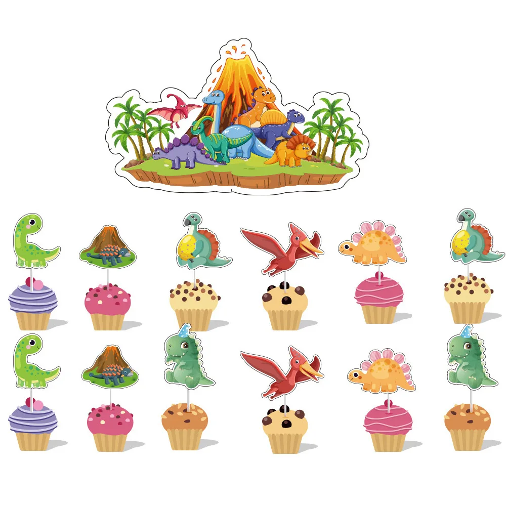 

Dinosaur Cake Topper Jungle Safari Theme 1st Happy Birthday Party Decorations Kids Boy Banner Cupcake Decor Baby Shower Supplies