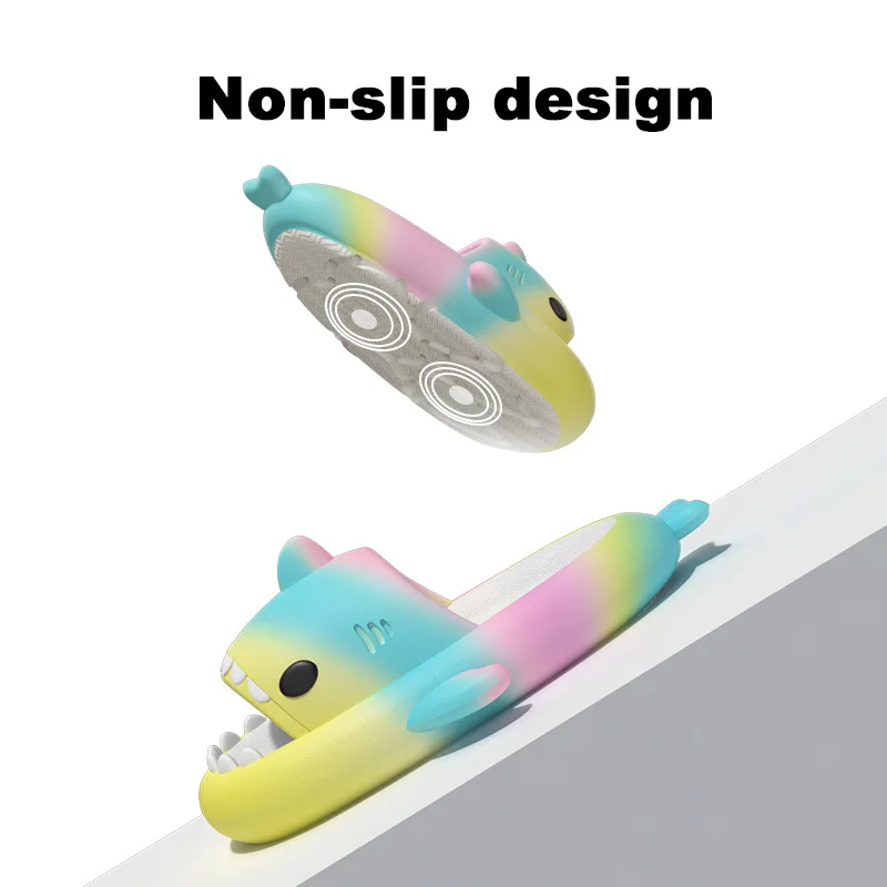 New Rainbow Shark Women's Slippers Mens Flip Flops Fashion Colorful Slipper Outdoor Home Shoes EVA Non-Slip Sandals Beach Slides