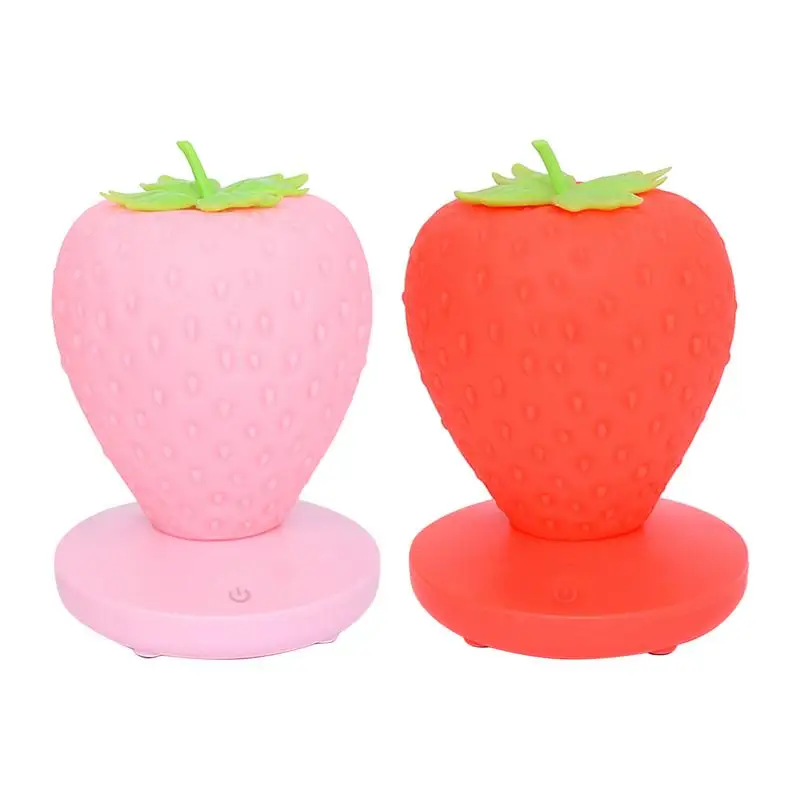 

Strawberry Night Light Cute Strawberry Lamp Nursery LED Attractive Kids Night Light 3 Modes Touch Children's Bedside Lamp Gift