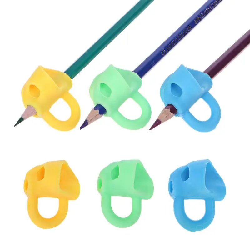 

3Pcs Magic Grip Pencil Help Beginner Writing Silicone Toys Baby Double Thumb Posture Correction Pen Tool