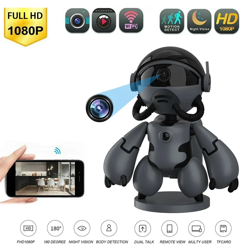 

1080P HD Robot IP Camera Home Video Surveillance Security WiFi Wireless CCTV Camera PIR Night Vision P2P Baby Monitor