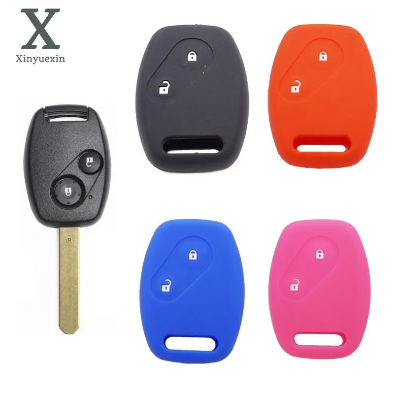 

Xinyuexin Remote Car Key Silicone Case Cover for Honda Accord CR-V Fit Civic Odyssey City 2 Button Styling Keyless Fob Protector