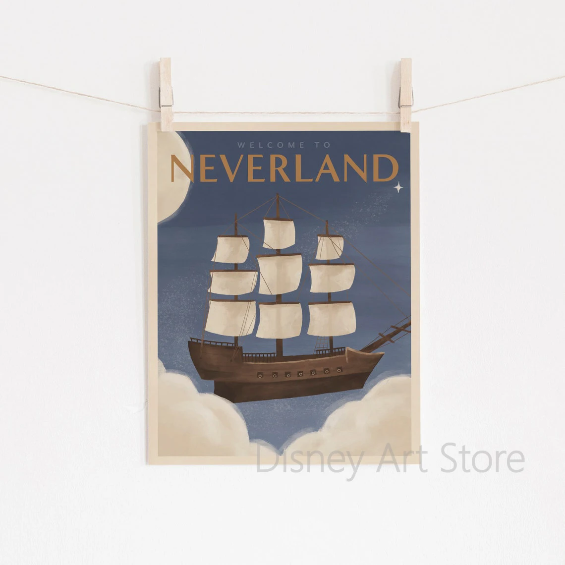 Питер Пэн NeverLand карта плакат холст живопись винтажные туристические плакаты