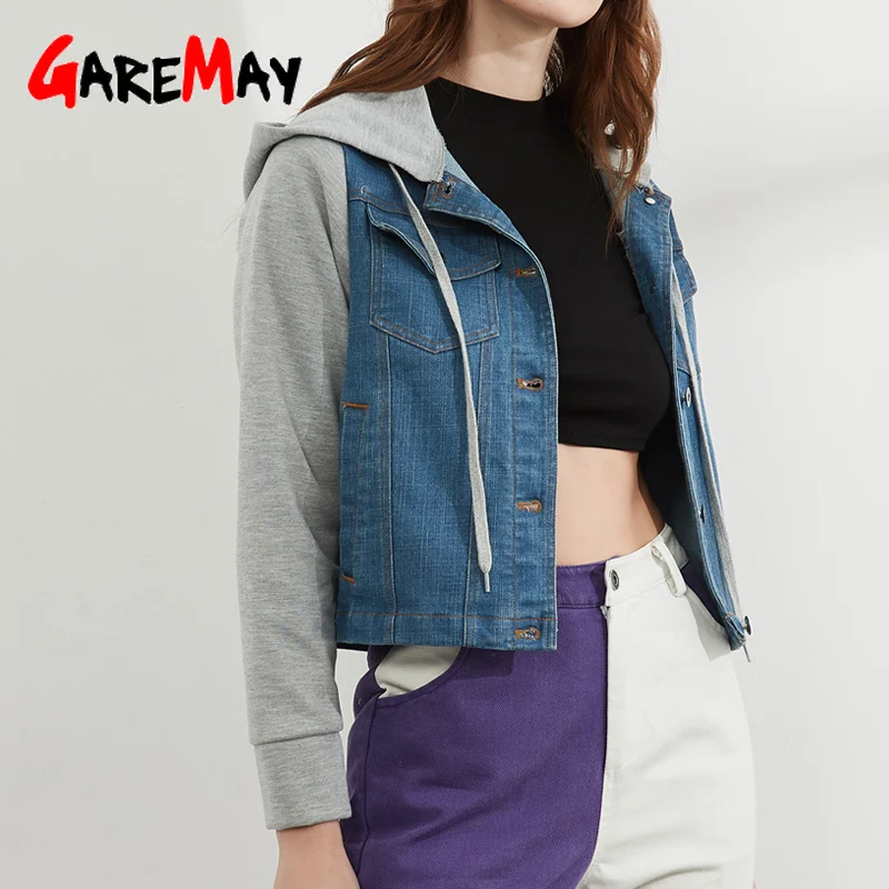 Весна 2022 женская короткая куртка синяя Повседневная укороченная джинсовая с