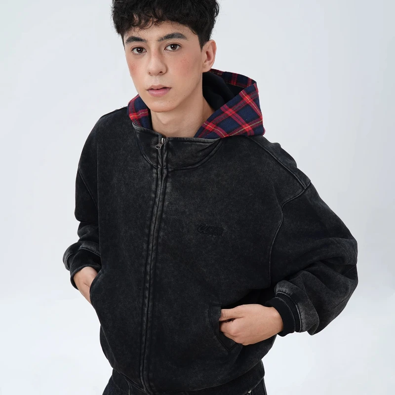 Мужские толстовки с капюшоном в сетку High Street куртки стиле ретро искусственные