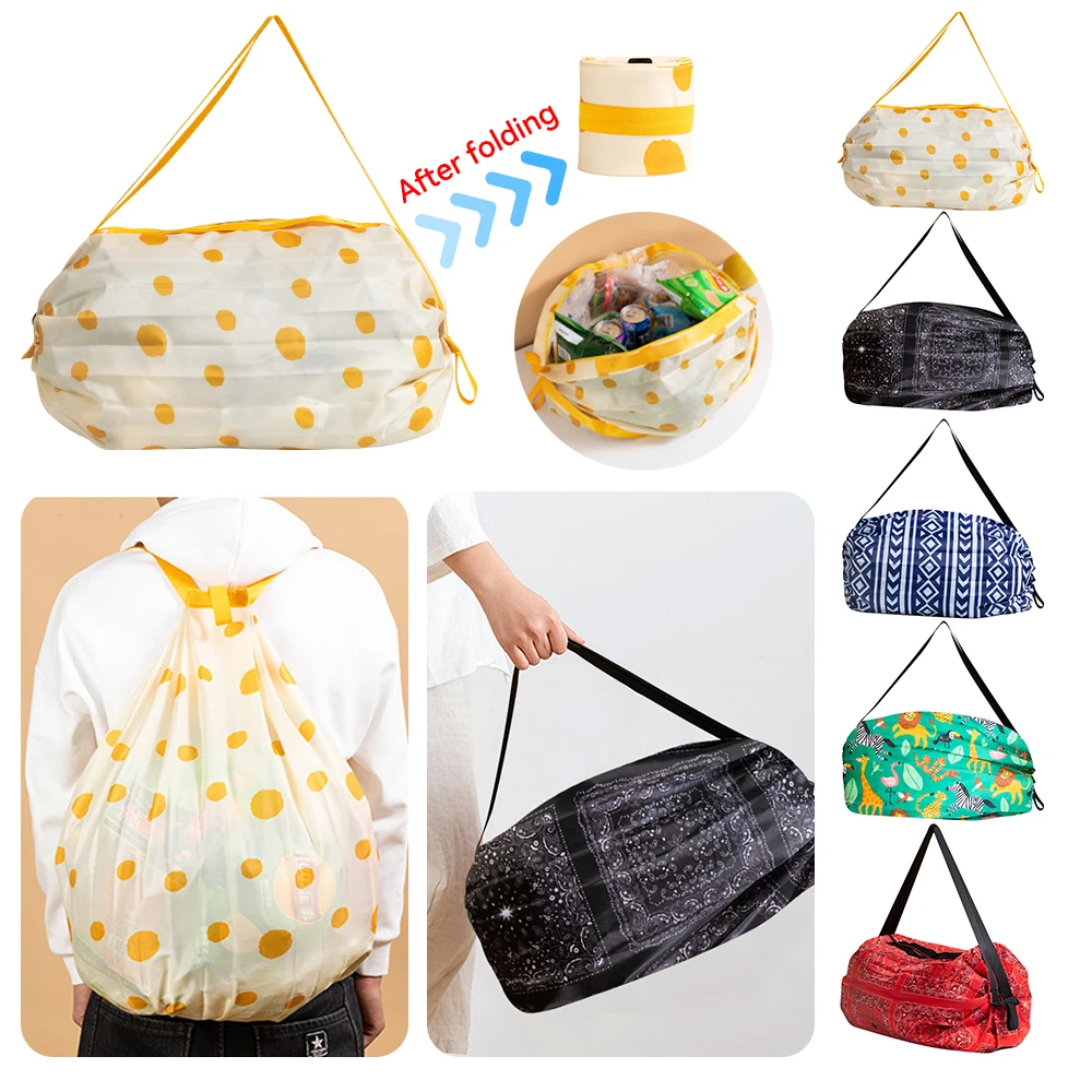 

Portable Bag Big Travel Shopping Reusable Pocket Eco-friendly Folding Shoulder For Handbag Grocery Bags One Fashion