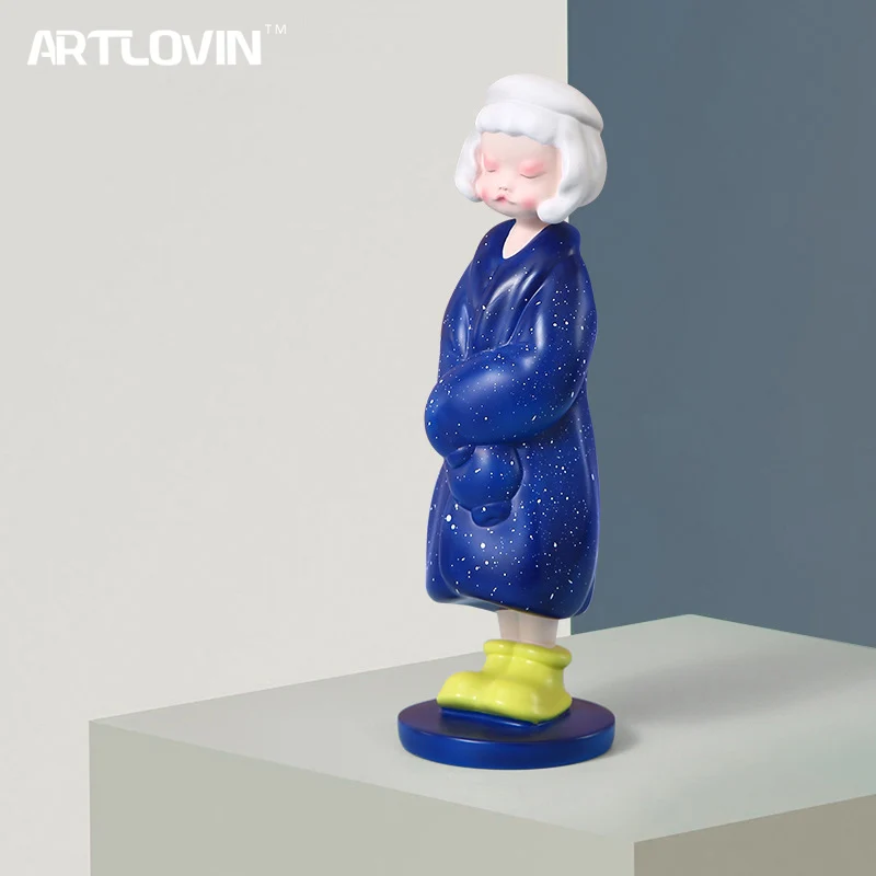 

Latest Deisgn Girl Statues Cute Angry Kids Sculpture TV Cabinet Ornaments Gift for Her Birthday Present Home Decoration Crafts