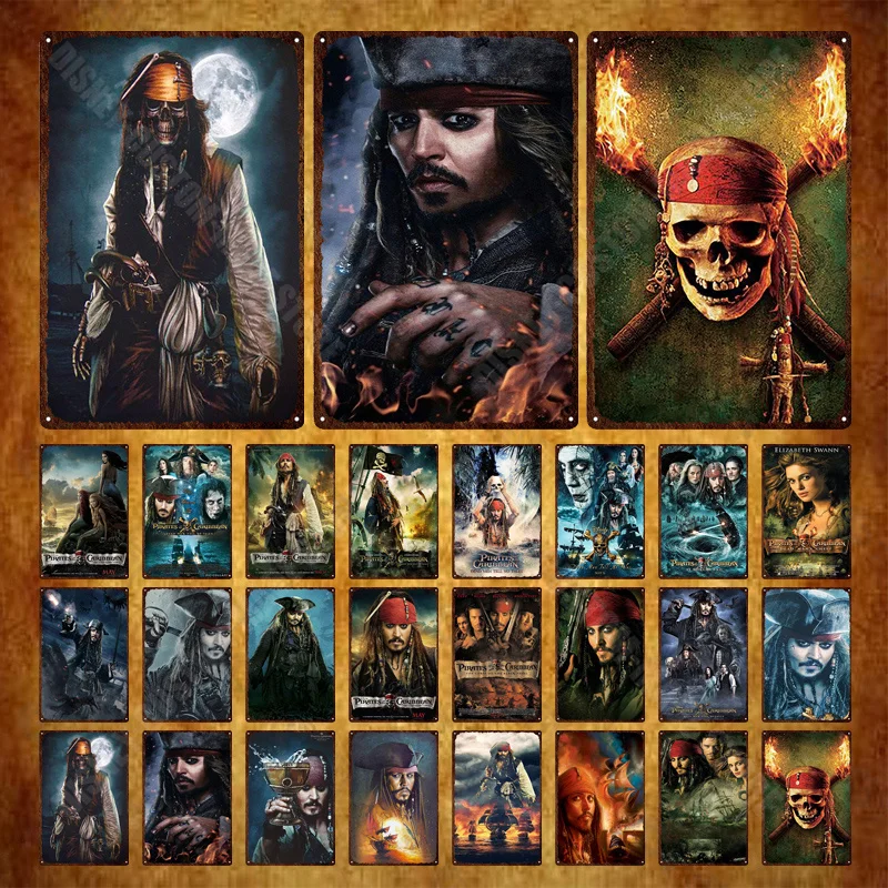 

Disney Film Pirates Of The Caribbean Metal Tin Sign Vintage Posters Johnny Depp Plauqe Wall Stickers Art Painting Home Decor