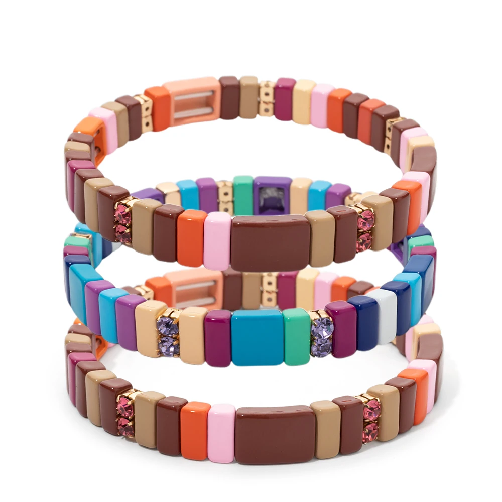 

2023 New Autumn Design 8M Elastic Bange For Women Handmade Beaded Diamond Bracelets For Women Colorful Boho Jewelry Gift