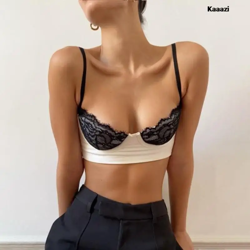 

Fashion Lace Sexy Backless Cami Tops Summer Sleeveless Bralette Ladies Short Top Elegant Y2K Cropped Top Rave Festival Clothes