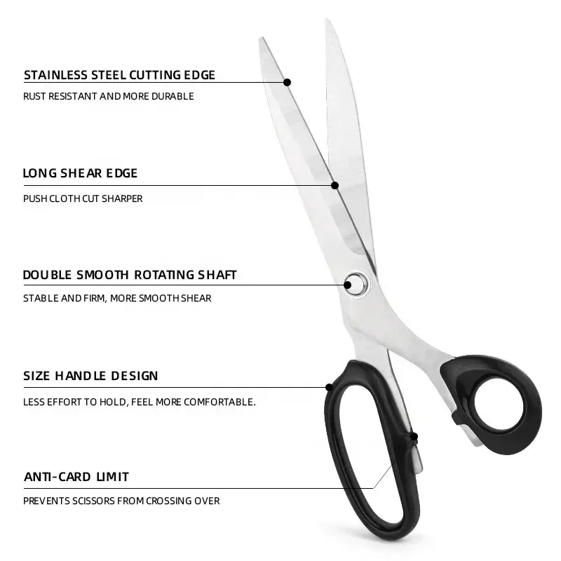 Бытовые коммерческие острые портновские ножницы Швейные аксессуары 10-дюймовые черные портновские ножницы из нержавеющей стали Ножницы для (art.: 3920d42010ac5) - 3920d42010ac5