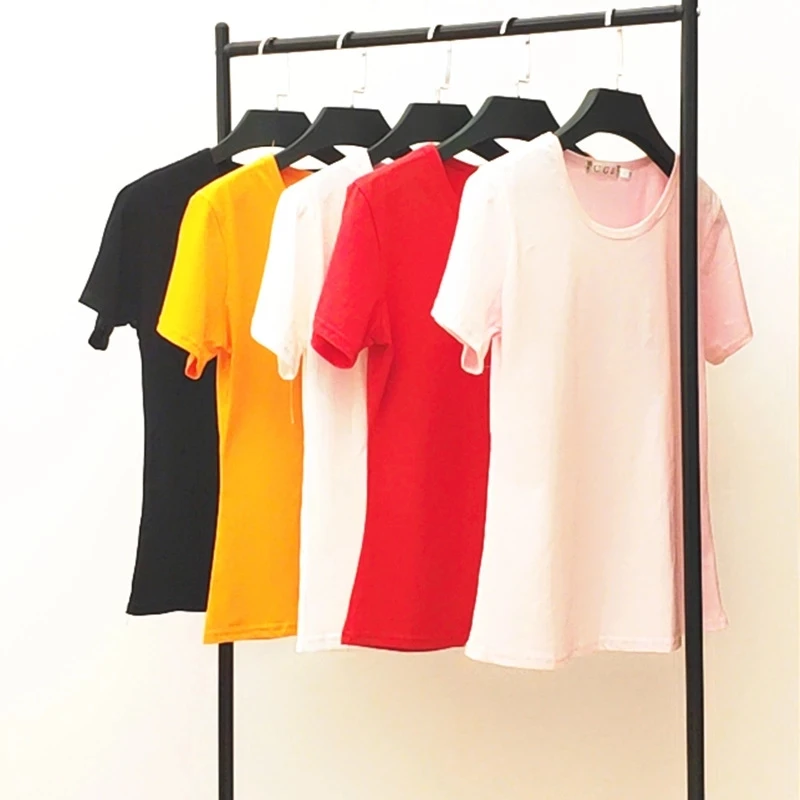 

14 Color Summer New Short Sleeve Clothing Women's T-Shirt Harajuku Graphic Clothing Women's Top Drop Ship Pair with Jeans