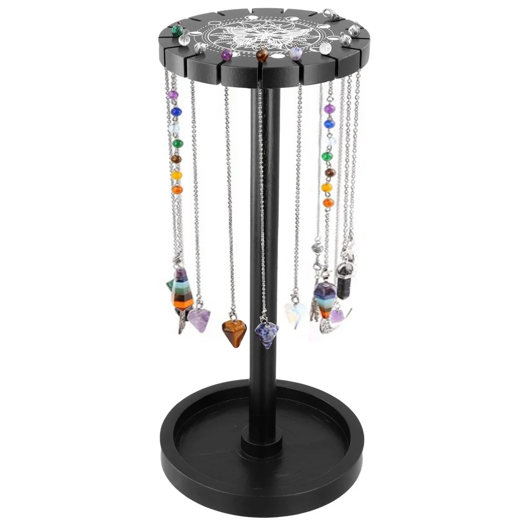 

Crystal Display Shelf Pendulum Display Stand With Hand Moon Witch Stuff Wooden Pendulum Holder Stand Witch Pendant Storage