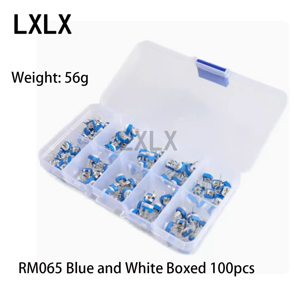 LXLX1 100 шт. 10 размеров RM065 синие и белые регулируемые резисторы 6 мм набор в