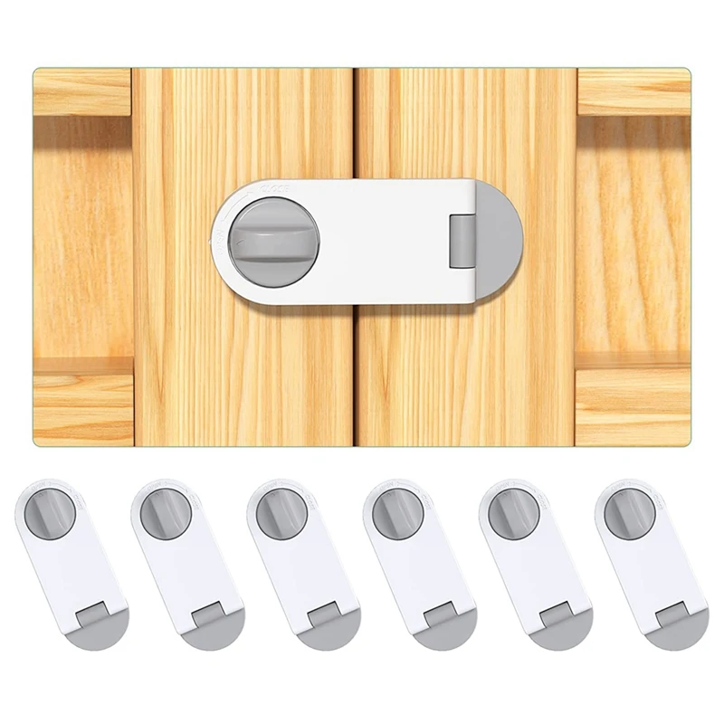 

Baby Proofing Cabinet Safety Locks-6 Packs Child Proof Latches For Drawers-Adhesive Cabinet Locks For Oven Fridge White