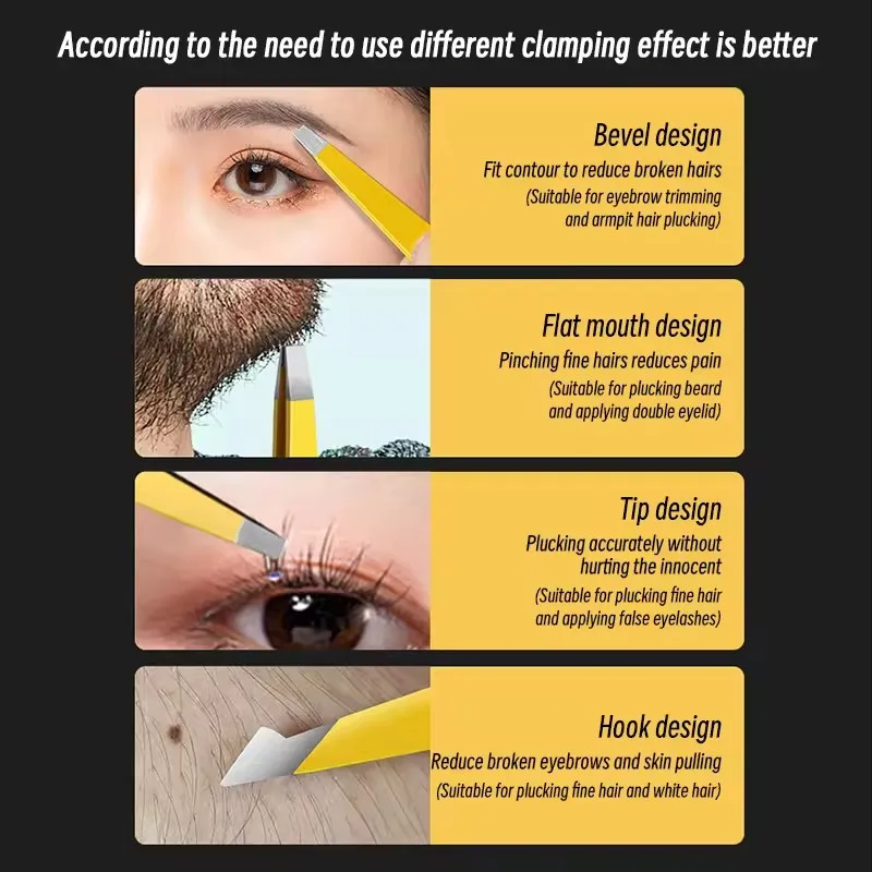 4 шт. пинцеты для бровей из нержавеющей стали