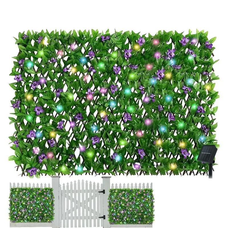 Expandable Fence Privacy Wall With LED Lights For Balcony Artificial Faux Ivy Privacy Fence Screen Greenery Backdrop Realistic