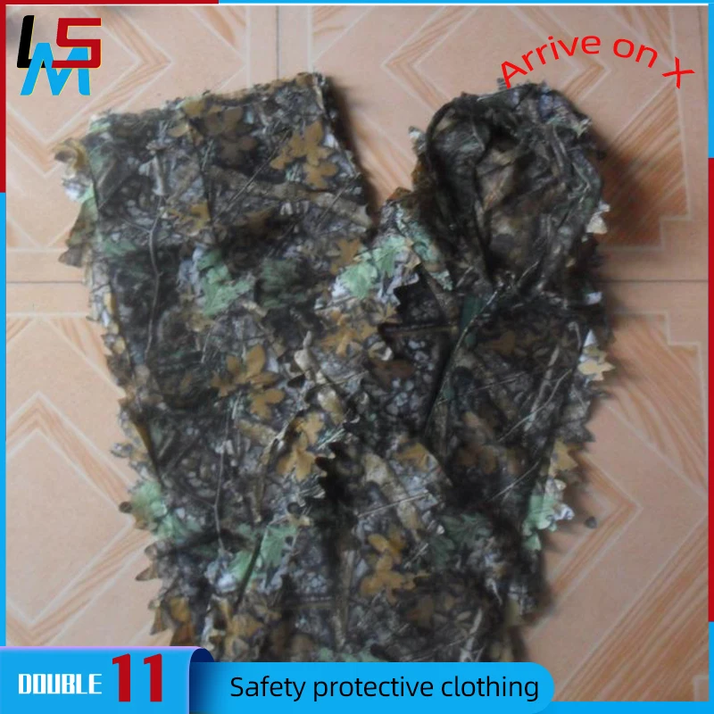 

Leafy Poncho Jungle Ghillie Suits Hunting Camouflage 3D Bionic Leaf Yowie Mesh for Hunting add uttons more convenient