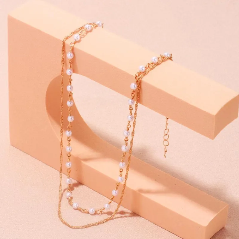 

Wholesale 5 Romantic Fashion Imitation Pearl Multilayer Necklace Ladies Fashion Beautiful Collarbone Double Necklace