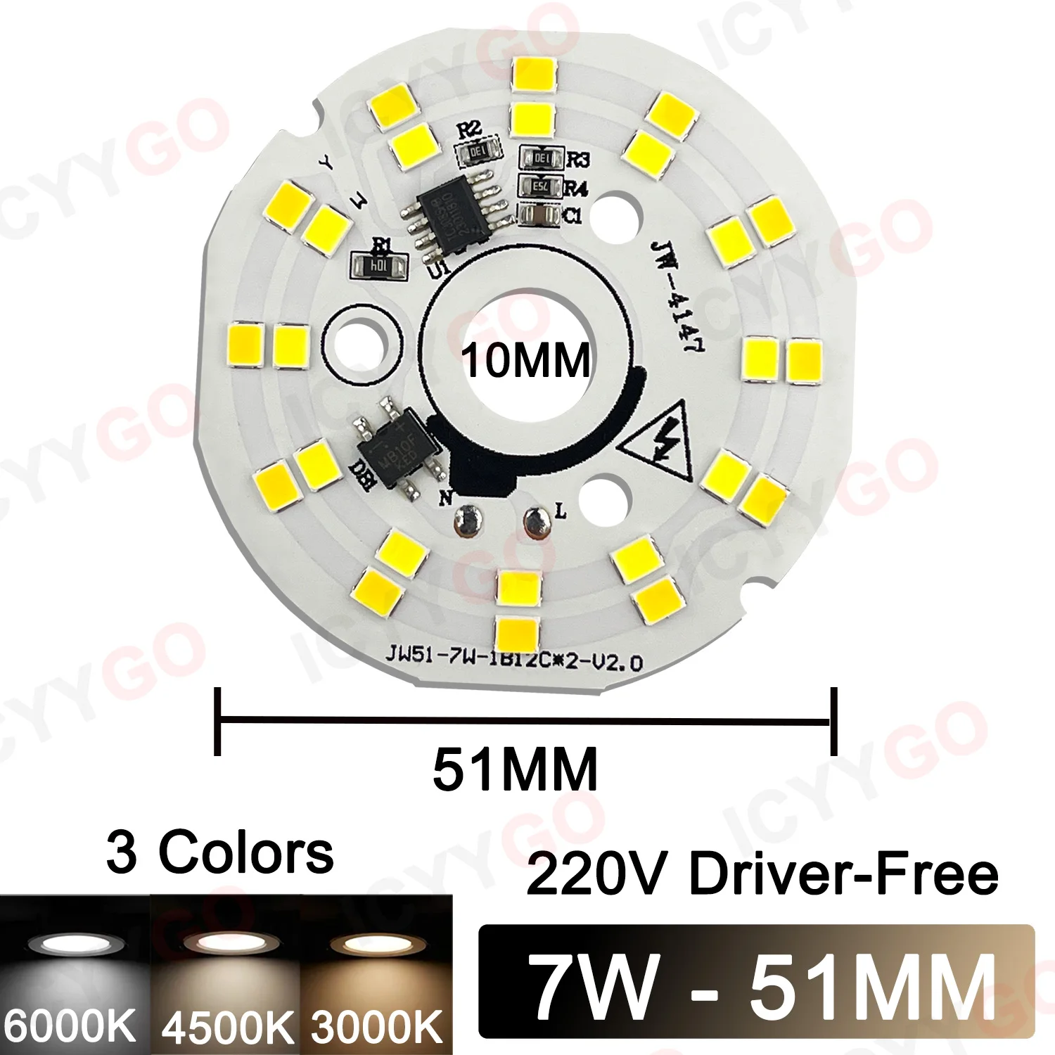 Круглые светодиодные чипы ICYYGO IC-3W 5W 7W 220V