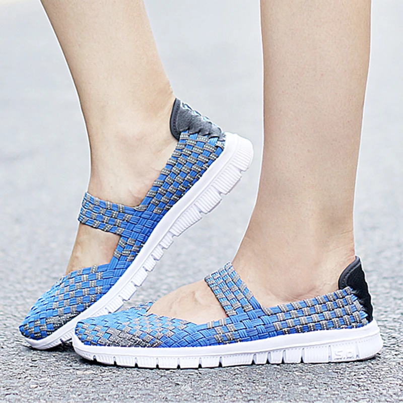 Women's Sandals Breathable Trekking Sandals Slip-on Light Weight Loafers Walking Woven Shoes