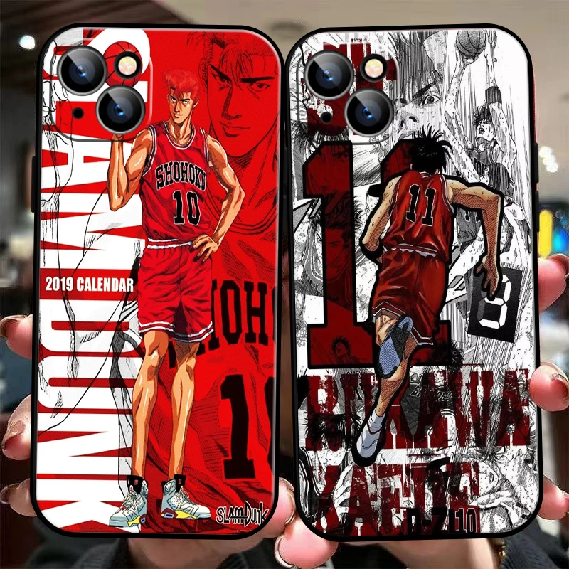 

Anime SLAM DUNK For Apple iPhone 13 12 11 Pro Max Mini X XR XS Max SE 6 6S 7 8 Plus Phone Case Soft Coque Black Funda Back