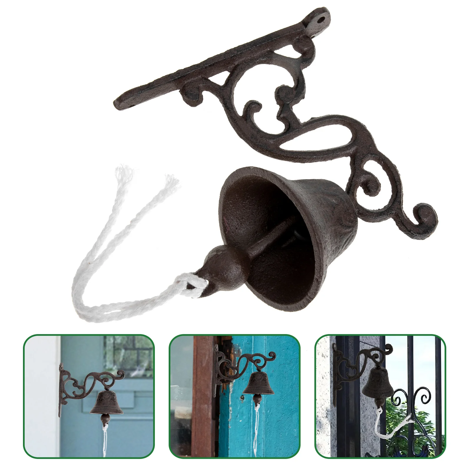 

Bell Door Doorbell Iron Wall Hanging Bells Dinner Vintage Cast Fence Chain Link Parts Shaking Outdoor Mounted Farmhouse Decor