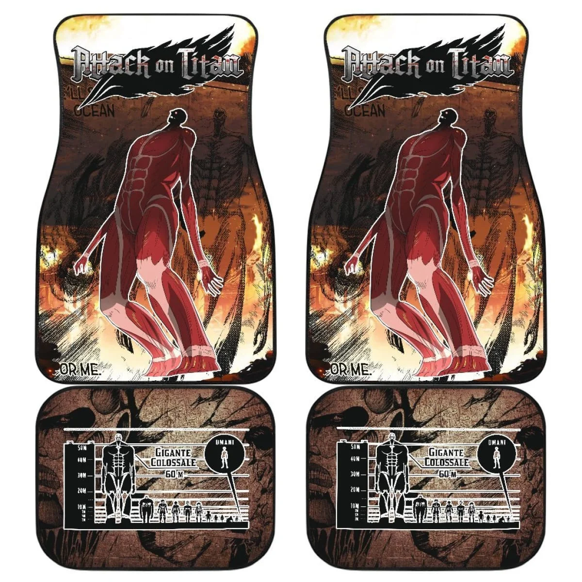 

Colossal Titan Attack On Titan Car Floor Mats For Fan Anime Universal Fit Full Set 4-Piece Front Rear Car Floor Mats