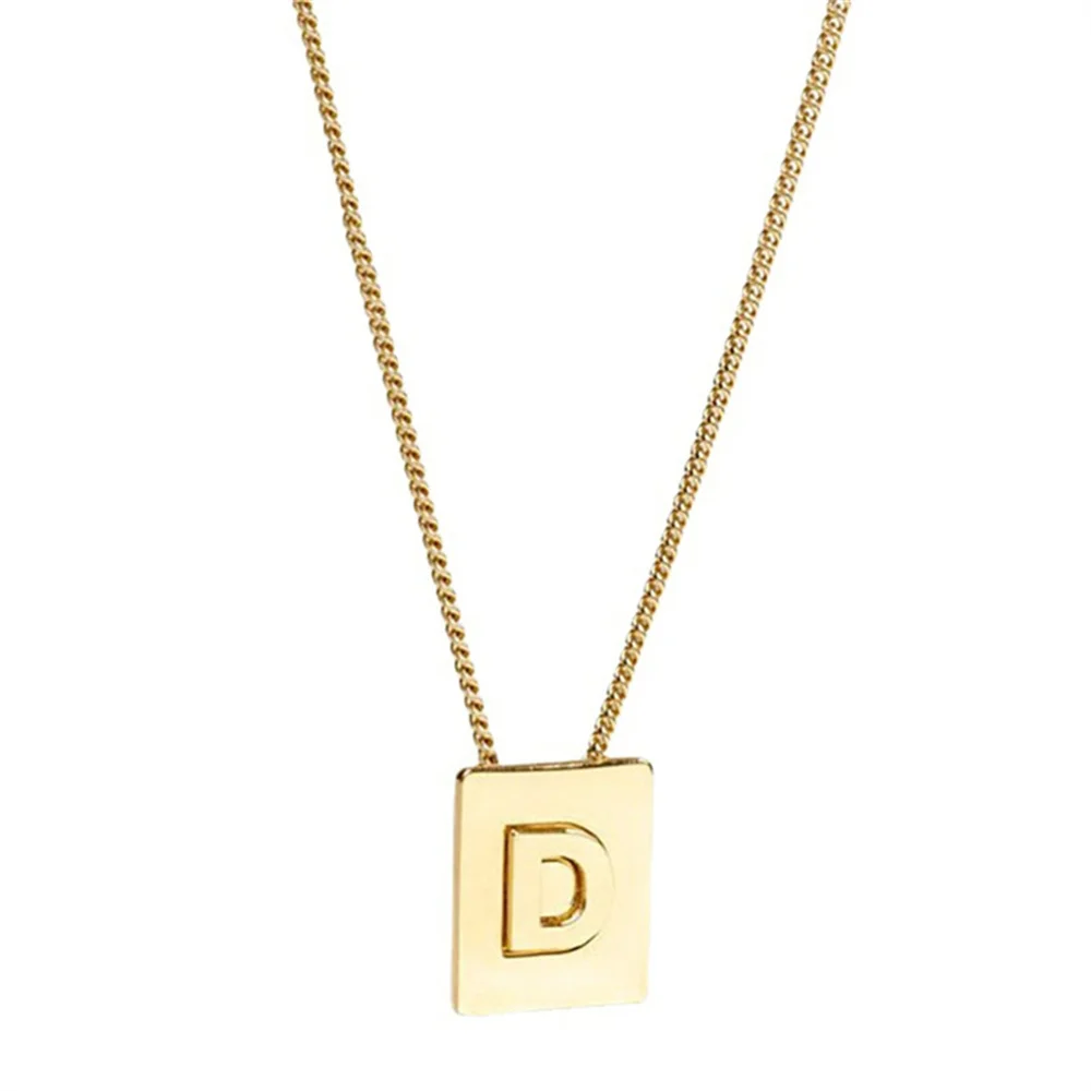 5pcs Initial Letter Pendant Necklaces for Men Charm Gold Color Stainless Steel Letter Square Necklace For Women Alphabet Jewelry