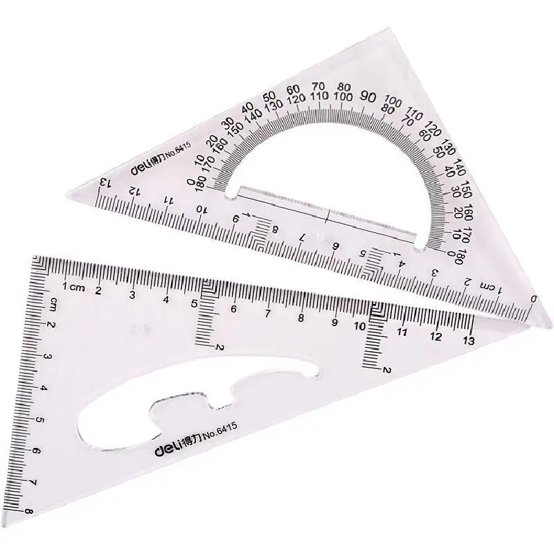 12Sets Deli 6415 Triangular 13CM High Precision Ruler Accurate Measurement Engineering Drawing Portable Home Plastic Student