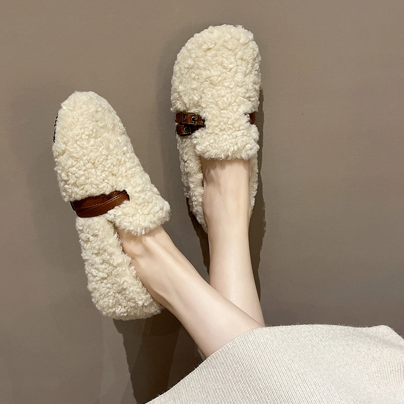 

Мокасины женские с мехом, мягкие повседневные кроссовки, без застежки, круглый носок, модная Осенняя обувь, лоферы, Mocca, 2023