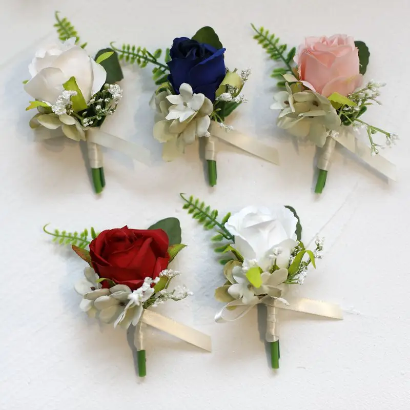 

Artificial Silk Brooch Pin Wrist Corsage Flower Wedding Bridesmaid Bracelet Bangle Hand Flower Groom Bride Party Decoration Gift